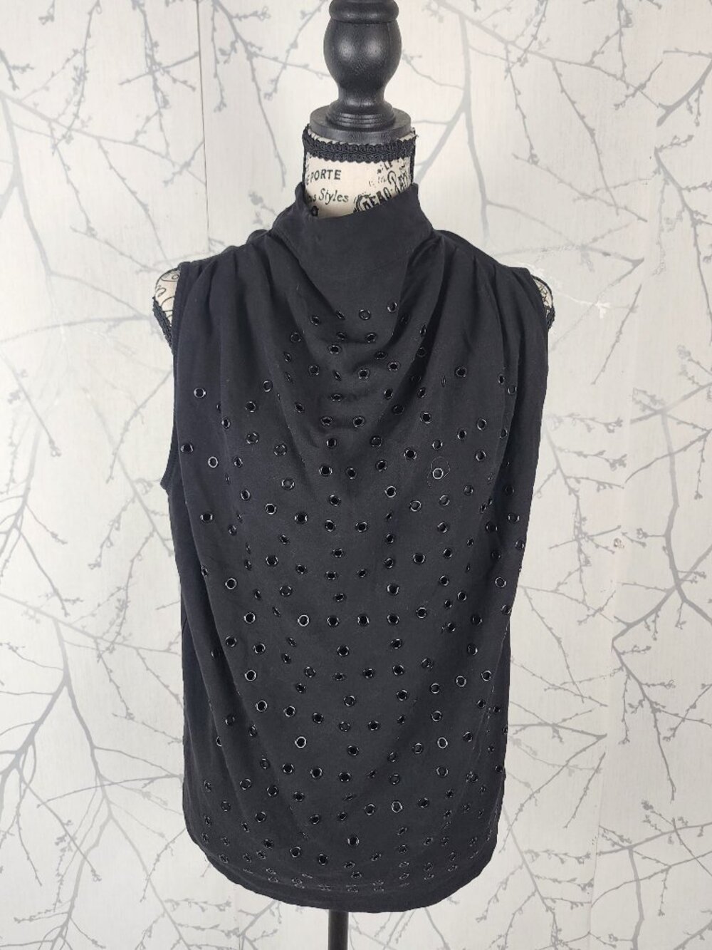 Nu Denmark Black Grommet Cowl Neck Tank